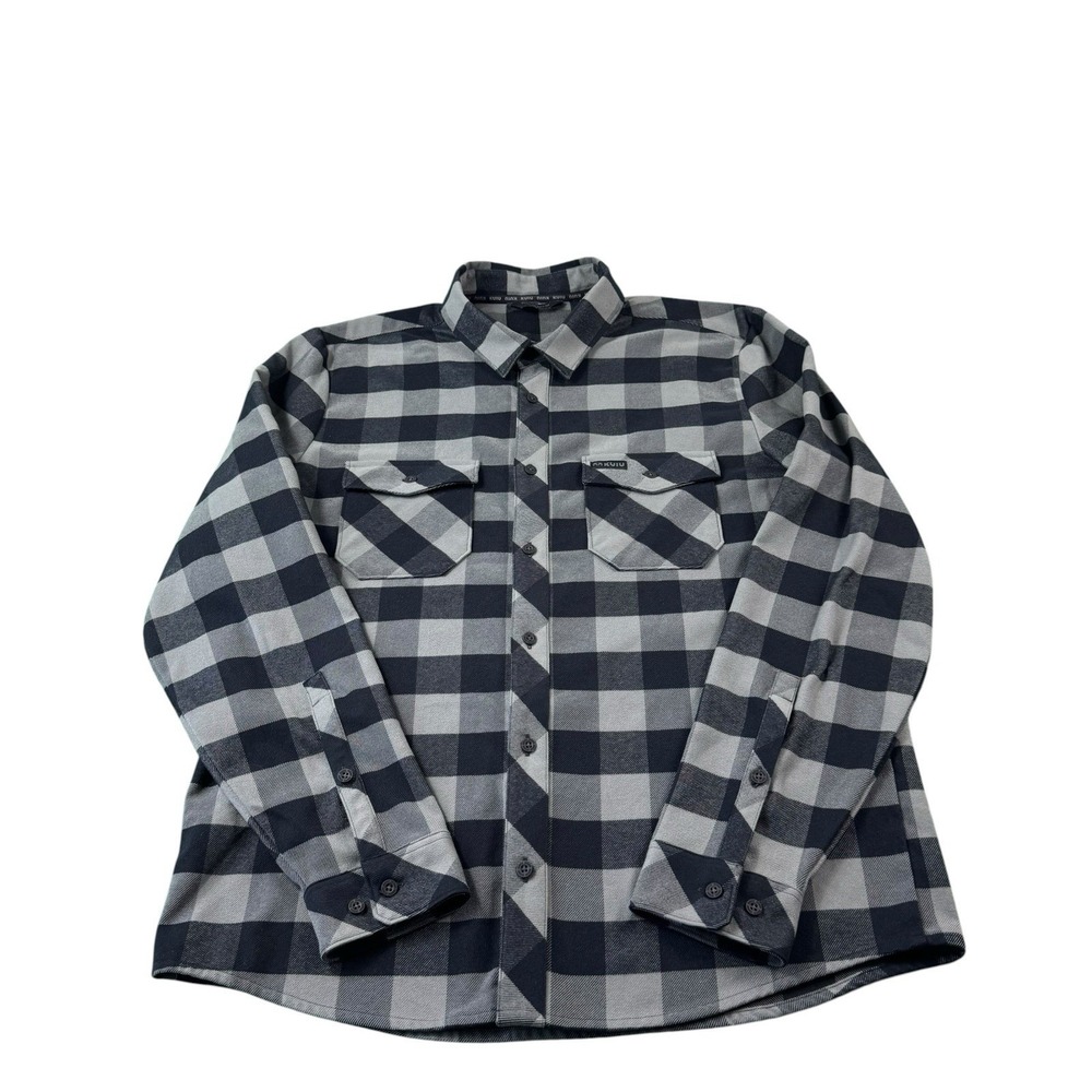 Kuiu Field Flannel Shirt Mens Large Gray Black Check Plaid Button Up Long Sleeve